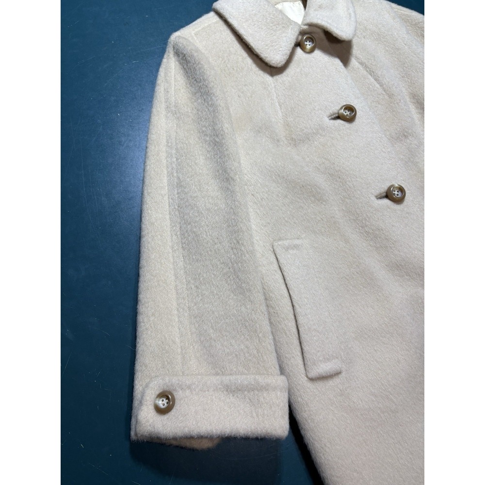 Vtg 60s Alpagora Deep Fleece Wool Mohair Coat ILGWU Cream Mod Swing Womens Large - Picture 4 of 16